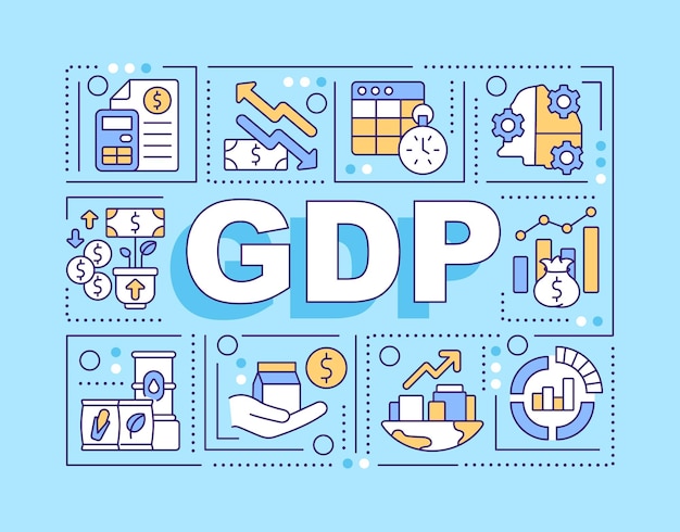 GDP word concepts blue banner