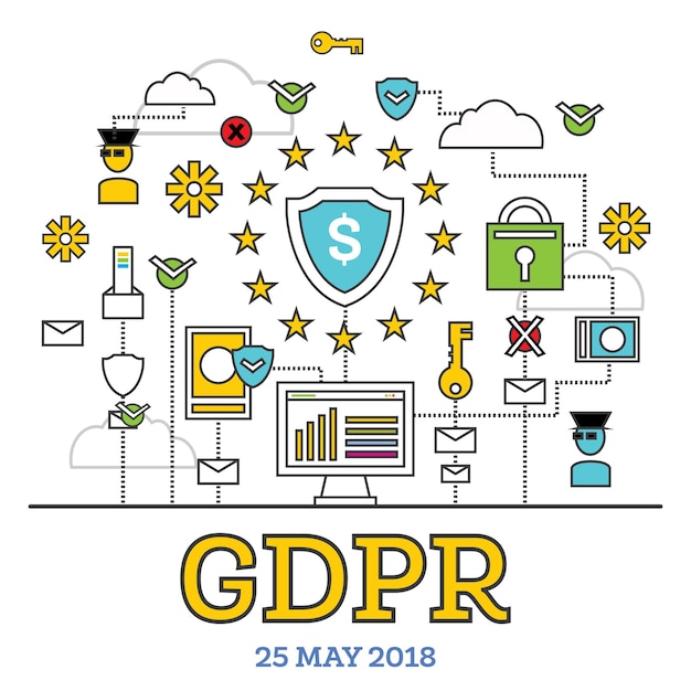 GDPR Concept. Vector Illustration. General Data Protection Regulation. The Protection of Personal Data.