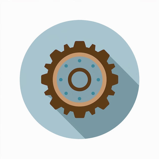 Vector a gear or cogwheel predominantly in shades of blue and brown