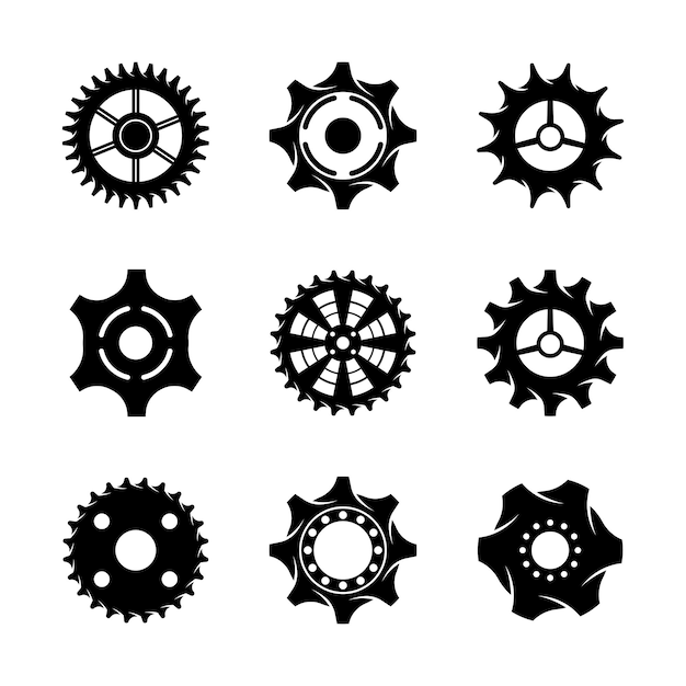 Gear icon vector set clockwork illustration sign collection Mechanics symbol