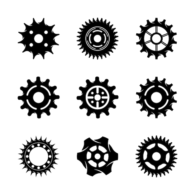 Gear icon vector set clockwork illustration sign collection Mechanics symbol