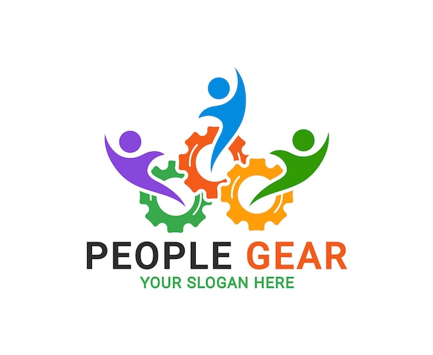 Gear People Logo teamwork community solution logo template