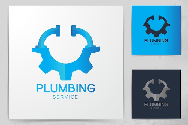 Gear and pipe, plumbing Logo Designs Inspiration Isolated on White Background