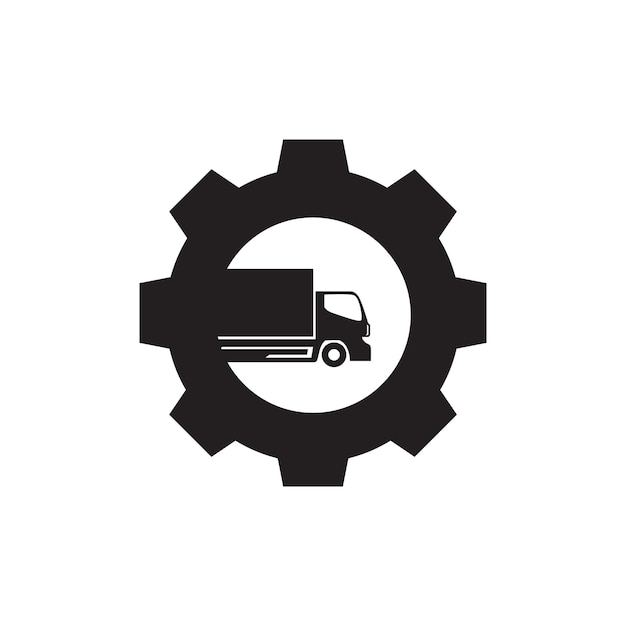 Gear service with truck isolated logo design vector graphic symbol icon sign illustration creative