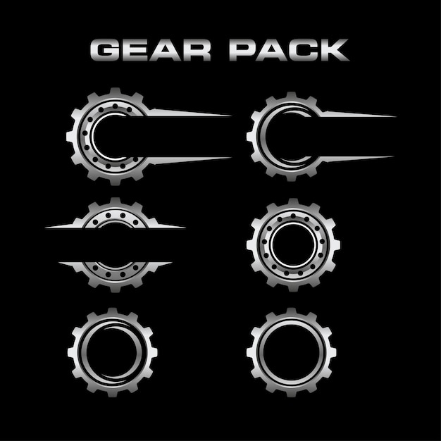 Gear set. Black gear wheel icons template