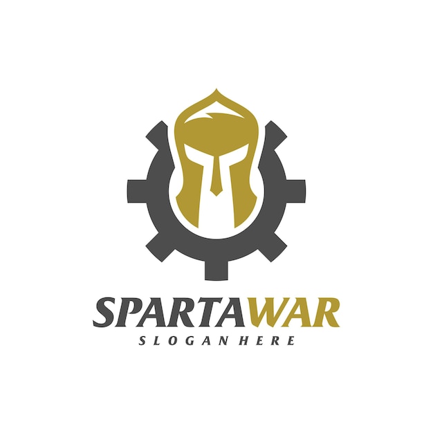 Gear Spartan Warrior Logo Vector Spartan Helmet Logo design template Creative icon symbol