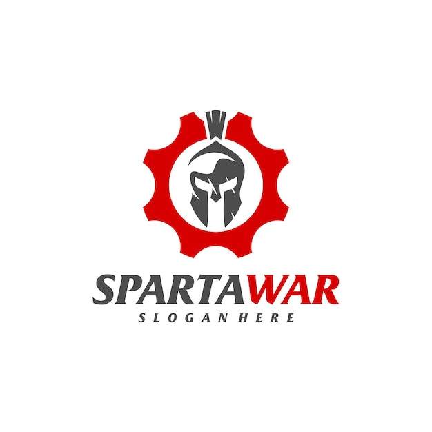 Gear Spartan Warrior Logo Vector Spartan Helmet Logo design template Creative icon symbol