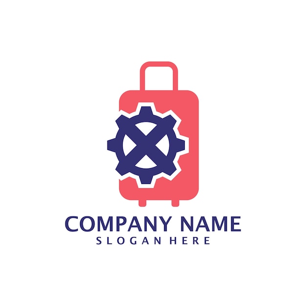 Gear Suitcase logo design vector Suitcase logo design template concept