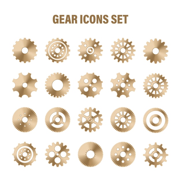 Vector gear wheels set retro vintage metal cogwheels collection industrial icons vector illustration