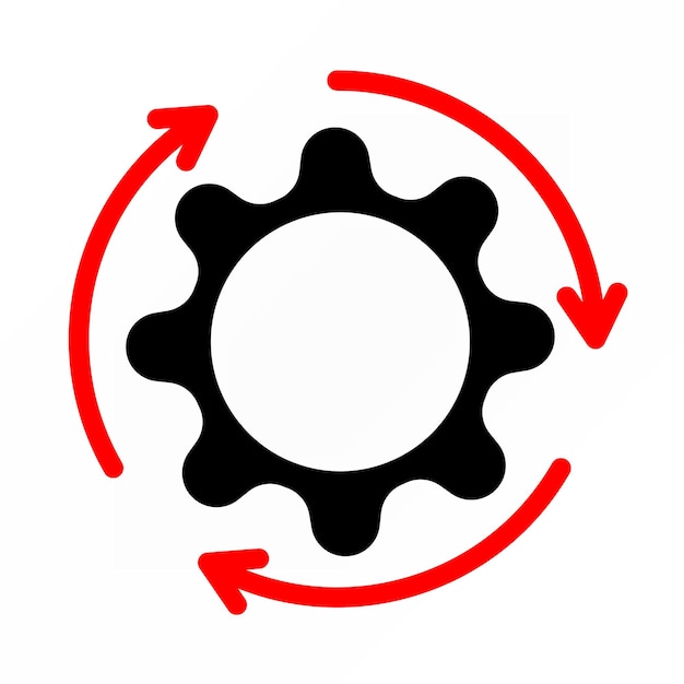 Gear with loading line arrow icon illustration