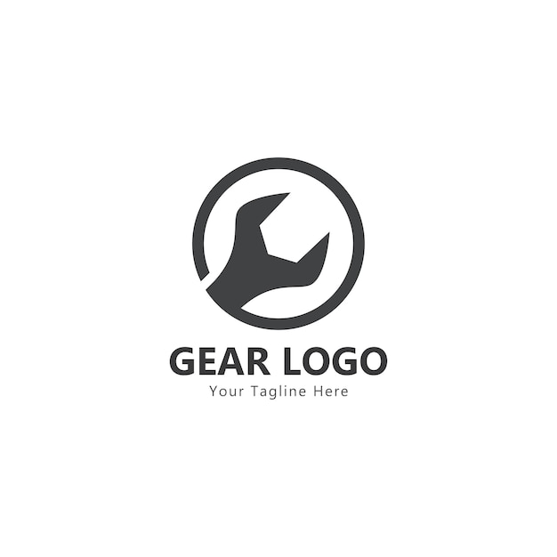 Gear and wrench logo simple creative mechanic design vector template