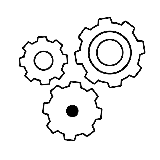 Gears cog wheel mechanism system icon line or outline stroke art mechanical cogwheel simple