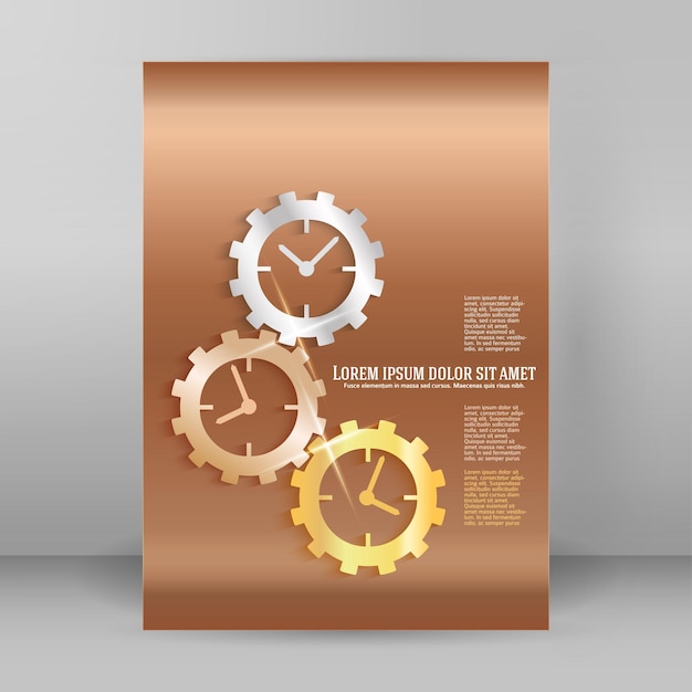 Gears concept of time line A4 brochure layout