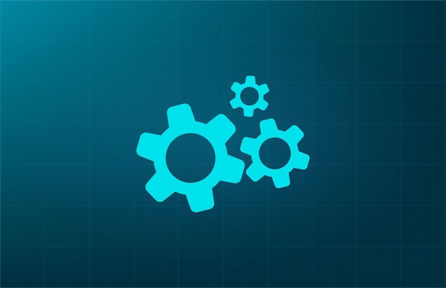 Gears settings symbol Vector illustration on blue background Eps 10