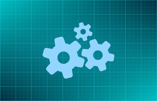 Gears symbol Vector illustration on blue background Eps 10