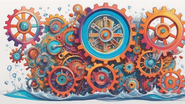 gears and wheels 3d rendering