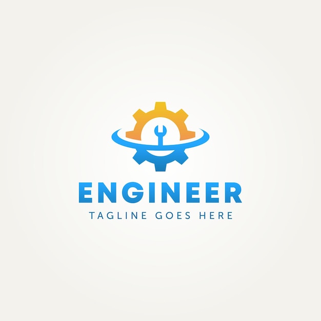 gears and wrench engineering modern logo template vector illustration design