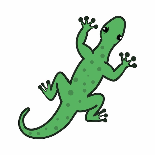 Gecko Cute lizard on white background Vector doodle illustration Sticker for children