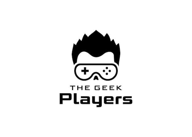 Geek illustration with the glasses of a stick game symbol logo design