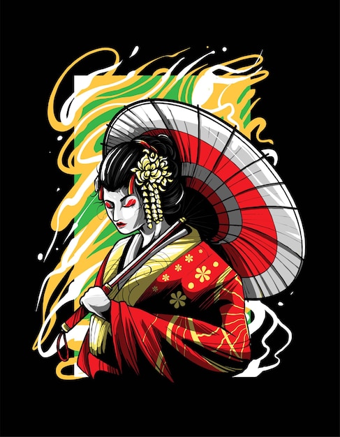 Geisha head vector Illustration. Suitable for t shirt, print and apparel