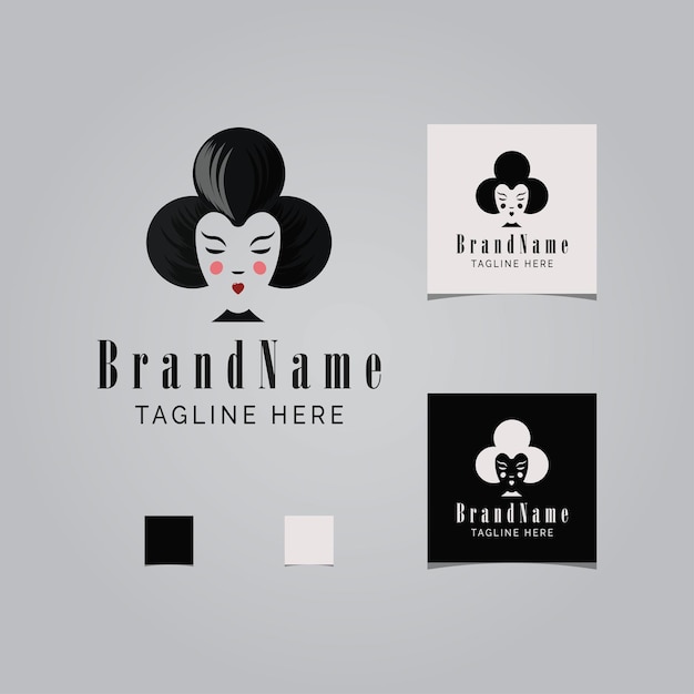 Geisha rummy logo design vector illustration