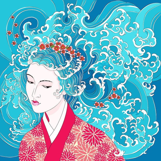 Geisha with waves instead of hair