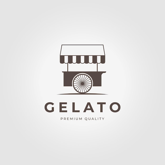 Gelato Ice Cream Cart Icon Logo Vintage Vector Design