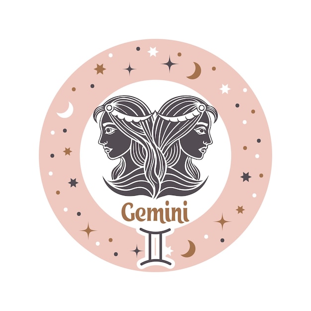 Gemini horoscope sign Element of zodiac astrology Esoteric symbol for logo or icon Vector