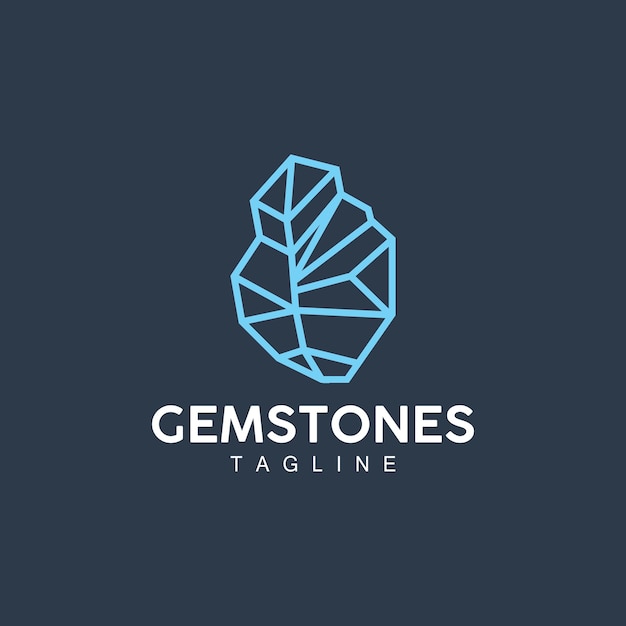 Gemstone Logo Jewelery Simple Line Design Vector Gem Diamond Icon Template