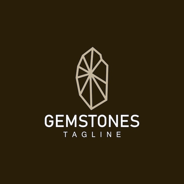 Gemstone Logo Jewelery Simple Line Design Vector Gem Diamond Icon Template