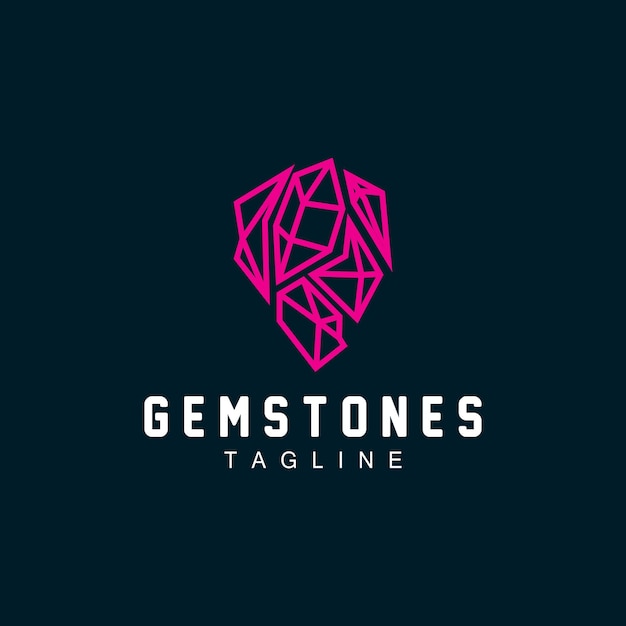 Gemstone Logo Jewelery Simple Line Design Vector Gem Diamond Icon Template