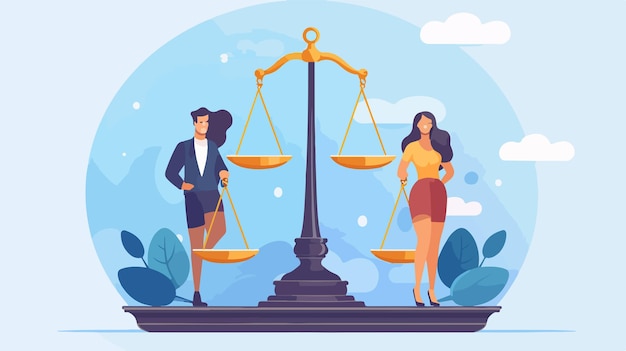 Gender Equality Concept with Man and Woman Symbols on Scales