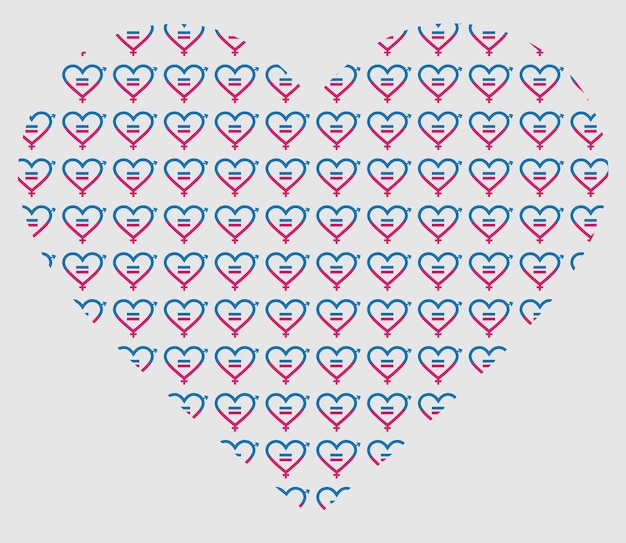 Gender Equality heart pattern design template