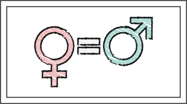 Vector gender equality symbol design hand drawn