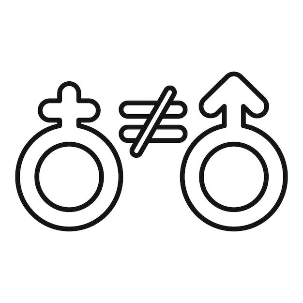 Vector gender inequality concept showing unequal status with male and female symbol