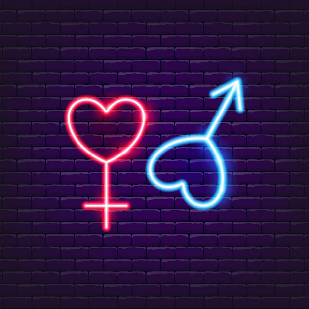 Gender neon icon Vector illustration gender equality