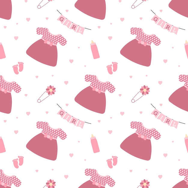 Gender party This is a girl Seamless pattern for printing on fabric or paper