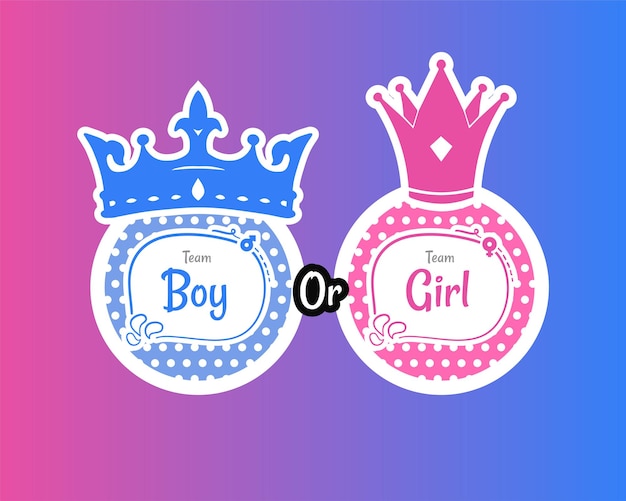 Gender reveal with Crown Prince and Princess symbol blue and pink vector file