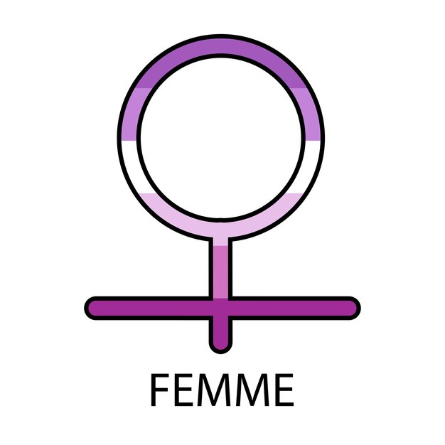 Vector gender symbol of femme in pride colors