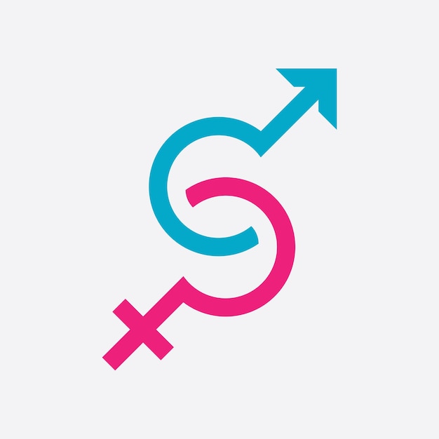 Gender symbol logo of sex and equality of males and females vector illustration