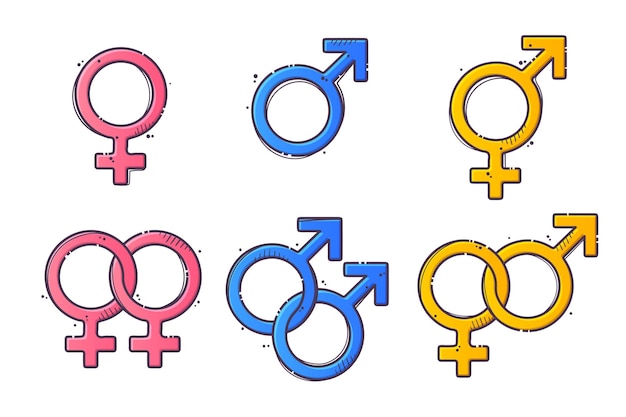 Gender symbols collections Signs of sexual orientation Vector