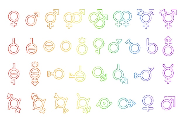 Gender symbols collections Signs of sexual orientation Vector