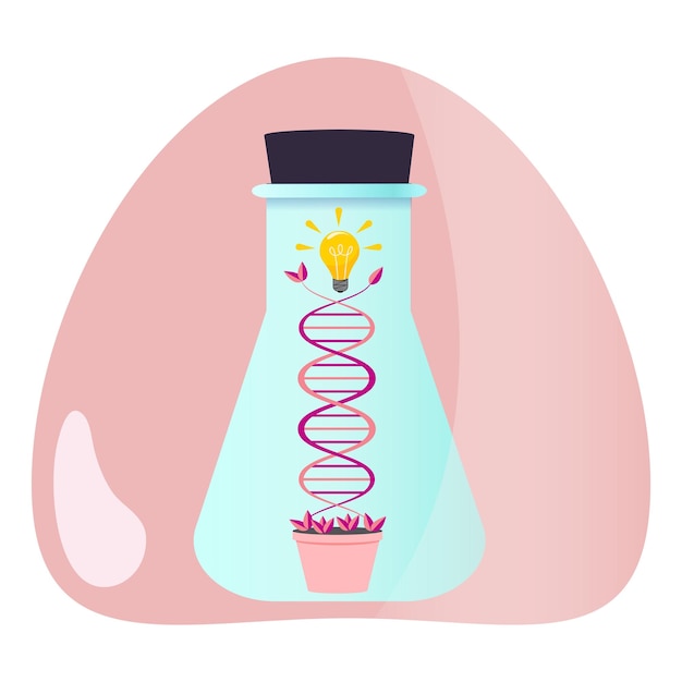 Gene in a Bottle vector illustration isolated science graphic