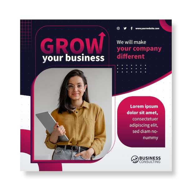 General business squared flyer template