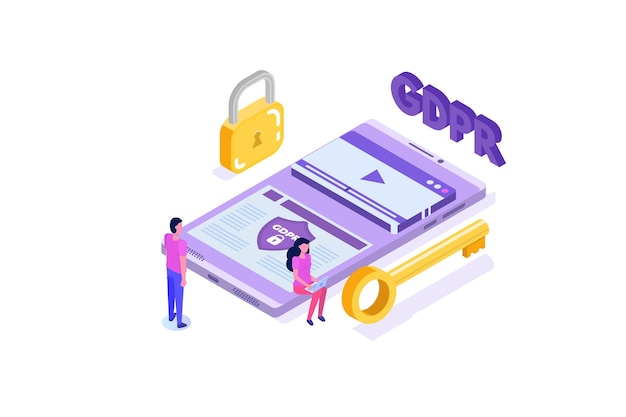 General Data Protection Regulation GDPR isometric concept Vector illustration