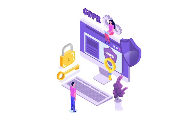 General Data Protection Regulation GDPR isometric concept Vector illustration