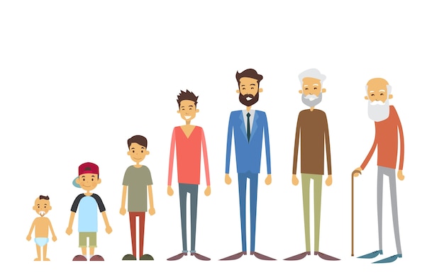 Vector generation of men from young infant to old senior age