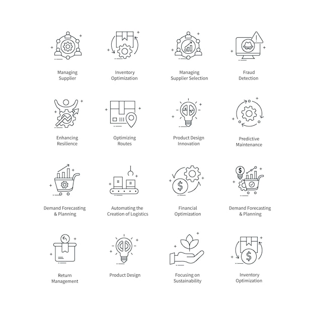 Generative AI Supply Chain Vector Icon Design Collection