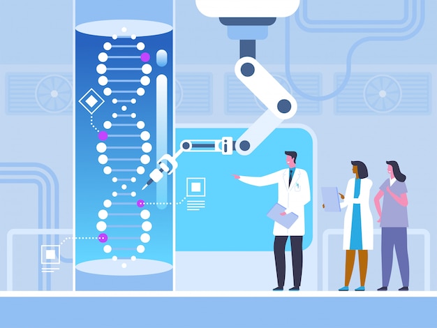 Genetic engineering in flat style 