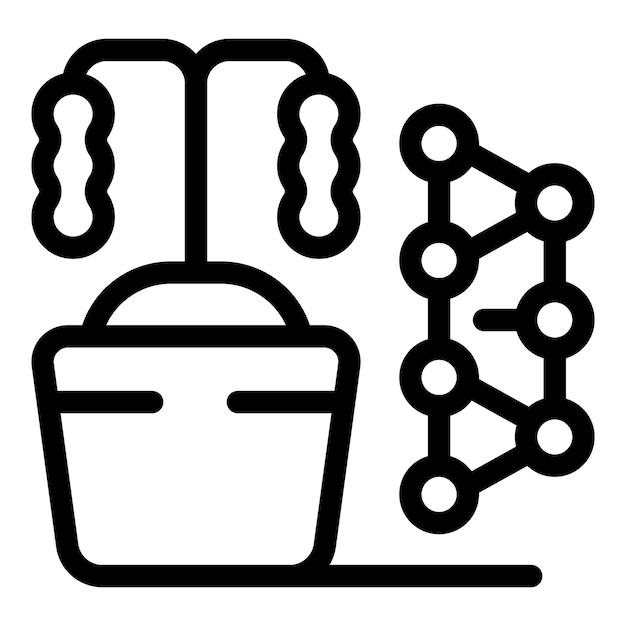 Genetically modified plant growing from laboratory flask icon